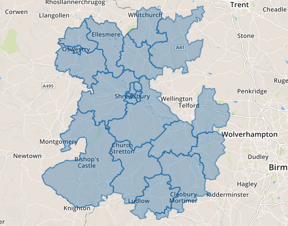 Are map of Shropshire