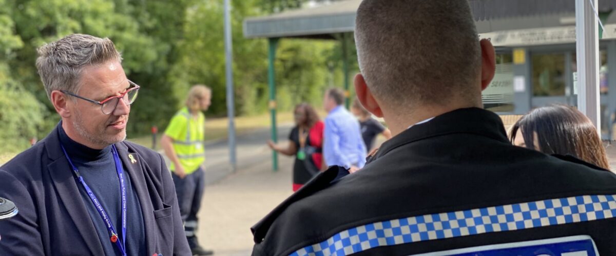 PCC John Campion speaks with the public with police